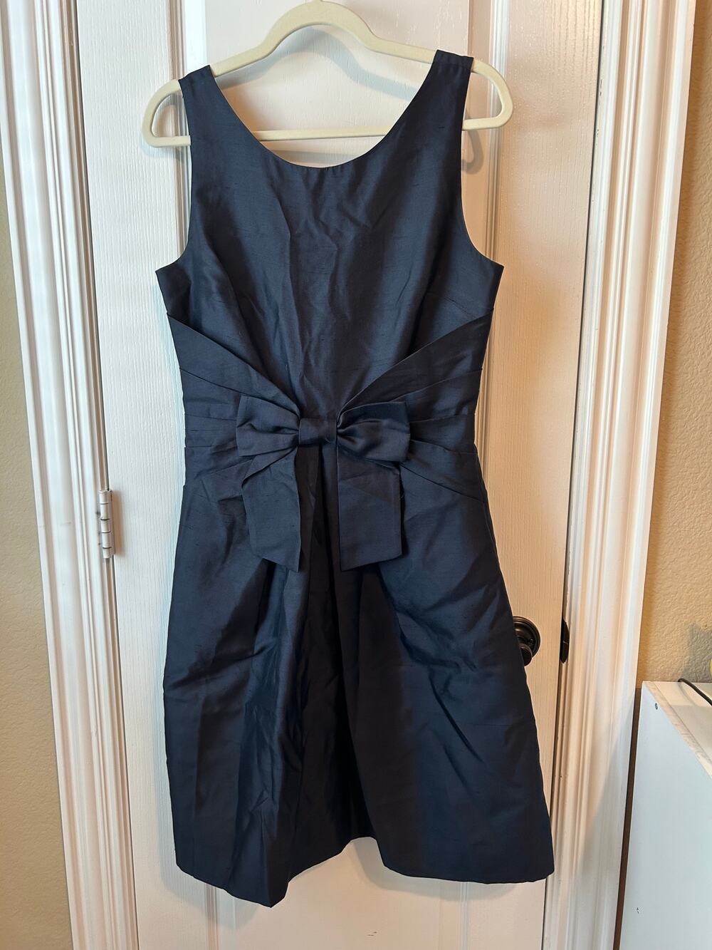 Kate Spade Jillian Silk Blend Navy Bow Cocktail Dress 8